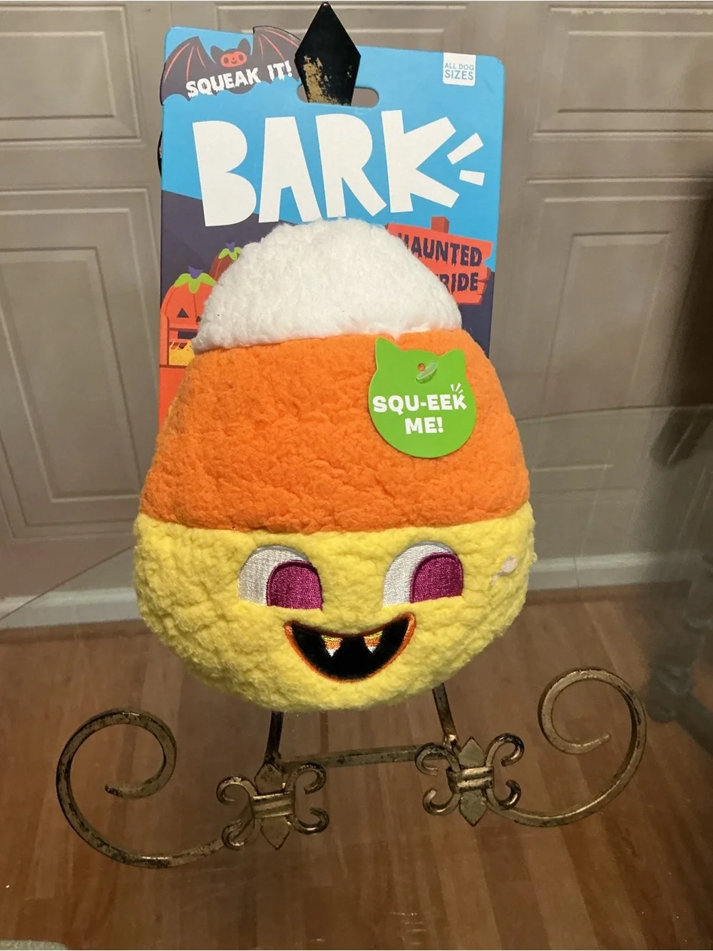 BARK | Halloween Candy Corn Dog Toy Clinker & Squeaker 7”